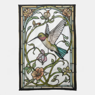 Linge De Cuisine Élégante illustration de colibri botanique boho ch