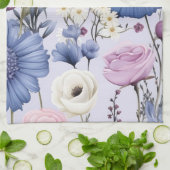 Linge De Cuisine Elégante Lavande Bleu Fleur Jardin Floral (Plié)