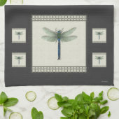 Linge De Cuisine Élégante libellule bleue (Plié)