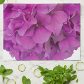 Linge De Cuisine Elégante magenta rose hydrangée florale roses (Plié)