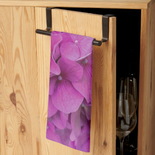 Linge De Cuisine Elégante magenta rose hydrangée florale roses