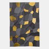 Linge De Cuisine Elégante mosaïque noire et gris doré (Vertical)