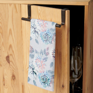 Linge De Cuisine Elégante motif rétro fleurie.
