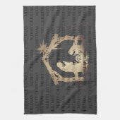 Linge De Cuisine Élégante Nativité Argent Noir Joyeux Noël (Vertical)