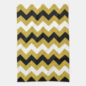 Linge De Cuisine Elégante Parties scintillant or blanc noir Chevron (Vertical)