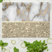 Linge De Cuisine Elégante Parties scintillant or élégant Marbre bla (Plié)