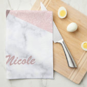 Linge De Cuisine Elégante parties scintillant rose en or et marbre (Quart Plié)