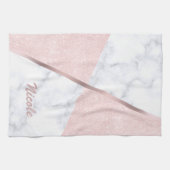 Linge De Cuisine Elégante parties scintillant rose en or et marbre (Horizontal)