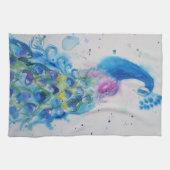 Linge De Cuisine Elégante Peacock Aquarelle Femmes couleurs pastel (Horizontal)