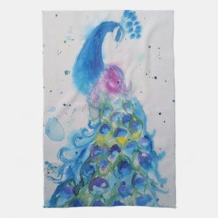 Linge De Cuisine Elégante Peacock Aquarelle Femmes couleurs pastel
