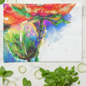 Linge De Cuisine Elégante peinture abstraite à l'aquarelle rouge (Plié)