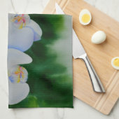 Linge De Cuisine Elégante peinture d'orchidée tropicale blanche (Quart Plié)