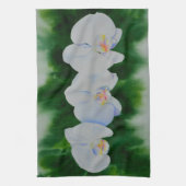 Linge De Cuisine Elégante peinture d'orchidée tropicale blanche (Vertical)