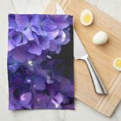 Linge De Cuisine Elégante perruche violette hydrangée florale (Quart Plié)