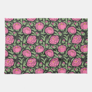 Linge De Cuisine Elégante Pierre rose Fleurs