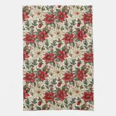 Linge De Cuisine Élégante Poinsététie rouge et blanche (Vertical)