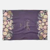 Linge De Cuisine Élégante prune violette florale vintage (Horizontal)