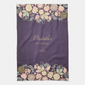 Linge De Cuisine Élégante prune violette florale vintage (Vertical)