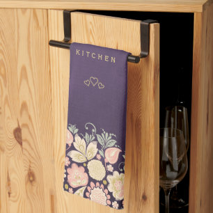 Linge De Cuisine Élégante prune violette florale vintage