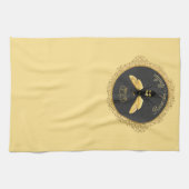 Linge De Cuisine Elégante Reine d'Abeille gris or jaune (Horizontal)