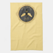 Linge De Cuisine Elégante Reine d'Abeille gris or jaune (Vertical)