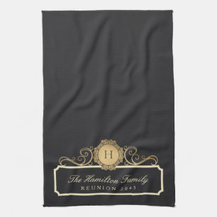 Linge De Cuisine Elégante Reunion Familiale Monogramme Charcoal Kit