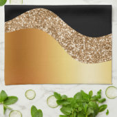 Linge De Cuisine Elégante Vague Noire Or (Plié)