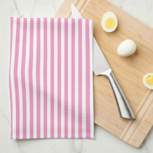 Linge De Cuisine Élégantes rayures de cabane rose sherbet blanc