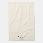 Linge De Cuisine Élégants couples mariés initiale crème naturelle (Vertical)