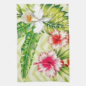 Linge De Cuisine Élégants Feuilles tropicaux et fleurs d'Hibiscus | (Vertical)