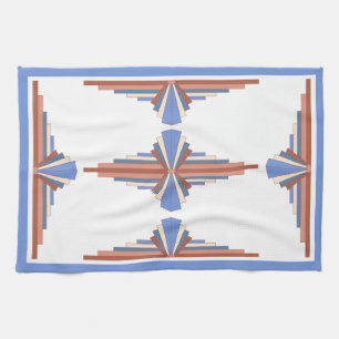 Linge De Cuisine Éléments Art déco en or rose & bleu