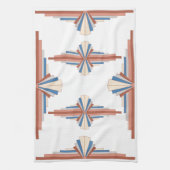 Linge De Cuisine Éléments Art déco en or rose, marron & bleu (Vertical)
