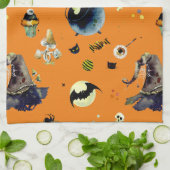 Linge De Cuisine Eléments d'Halloween sur Orange (Plié)