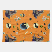 Linge De Cuisine Eléments d'Halloween sur Orange (Horizontal)