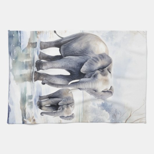 Linge De Cuisine Elephant and Baby (Horizontal)