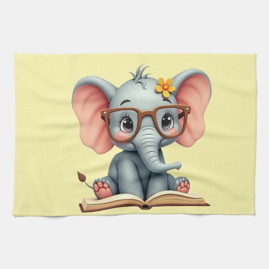 Linge De Cuisine Éléphant Bébé Sage (Horizontal)
