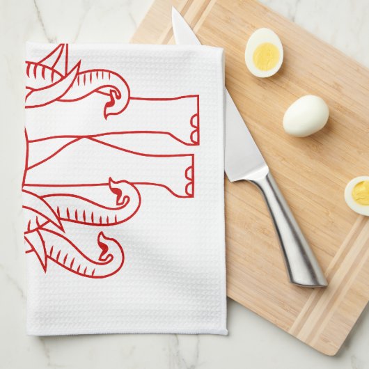 Linge De Cuisine Elephant blanc thaïlandais Erawan (Quart Plié)