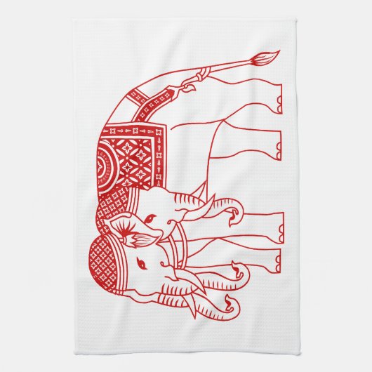 Linge De Cuisine Elephant blanc thaïlandais Erawan (Vertical)