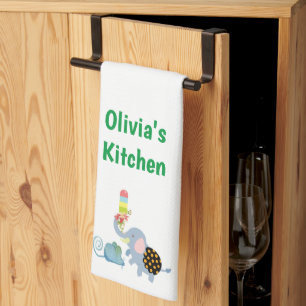 Linge De Cuisine Eléphant Crème glacée Floral Souris Cuisine Servie