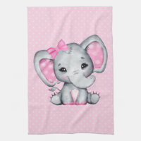 Eléphant de bébé rose mignon avec oreilles Poka Do