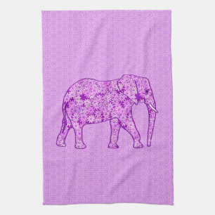 Linge De Cuisine Eléphant fleur - améthyste violet