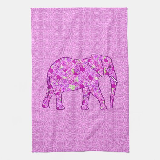 Linge De Cuisine Éléphant fleur - orchidée et magenta (Vertical)