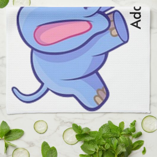 Linge De Cuisine Eléphant mignon avec Fleur Jungle Animaux Enfants (Plié)