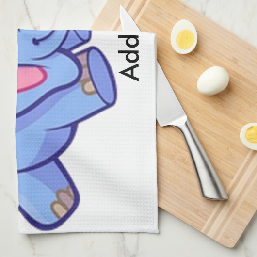 Linge De Cuisine Eléphant mignon avec Fleur Jungle Animaux Enfants (Quart Plié)