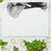 Linge De Cuisine Eléphant noir et blanc (Plié)
