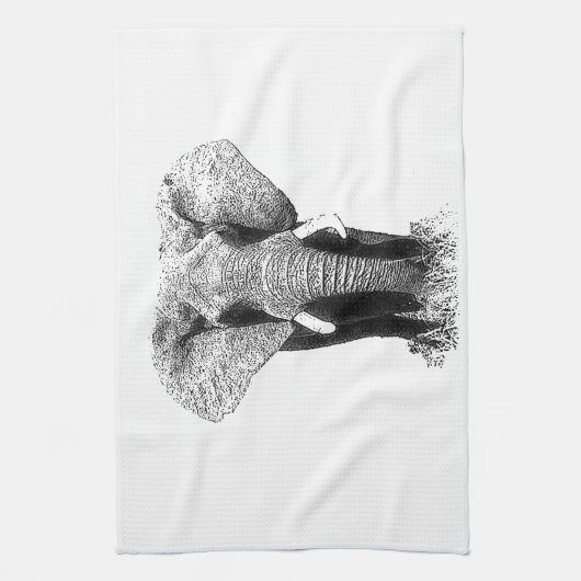 Linge De Cuisine Eléphant noir et blanc (Vertical)