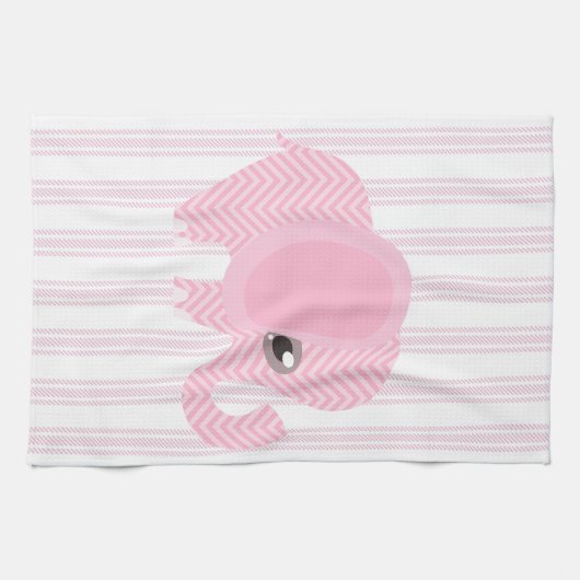 Linge De Cuisine Éléphant rose de beau bébé (Horizontal)