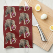 Linge De Cuisine Elephant With Pink Orchid (Quart Plié)