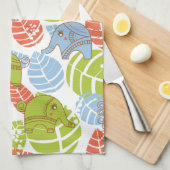 Linge De Cuisine Éléphants colorés de jungle (Quart Plié)