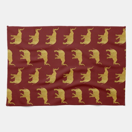 Linge De Cuisine Eléphants de trompette d'or (Horizontal)